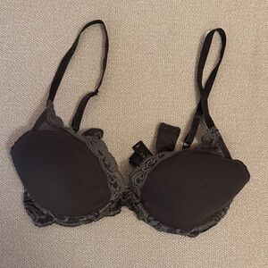Natori Dark Grey Feathers Bra, sz 34C